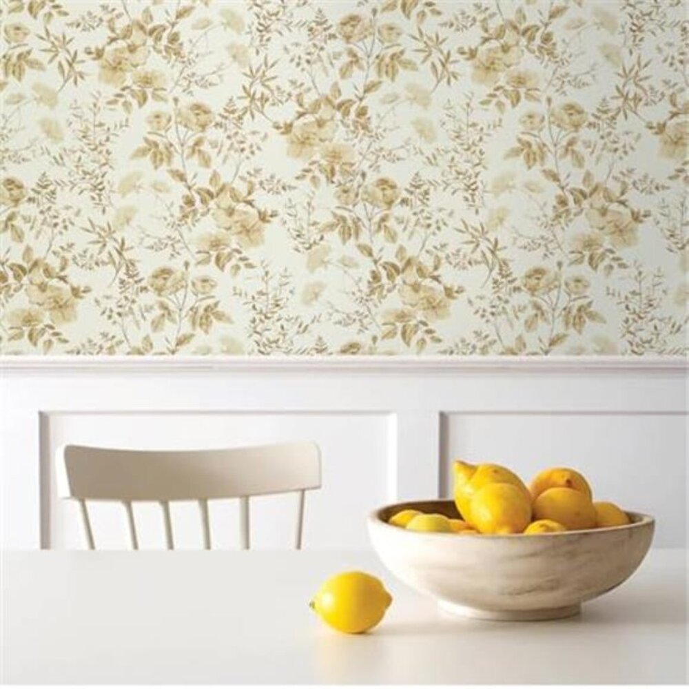 16.9" x118" Boho Floral Peel and Stick Wallpaper Yellow Brown Flower Leaf - Picture 5 of 7